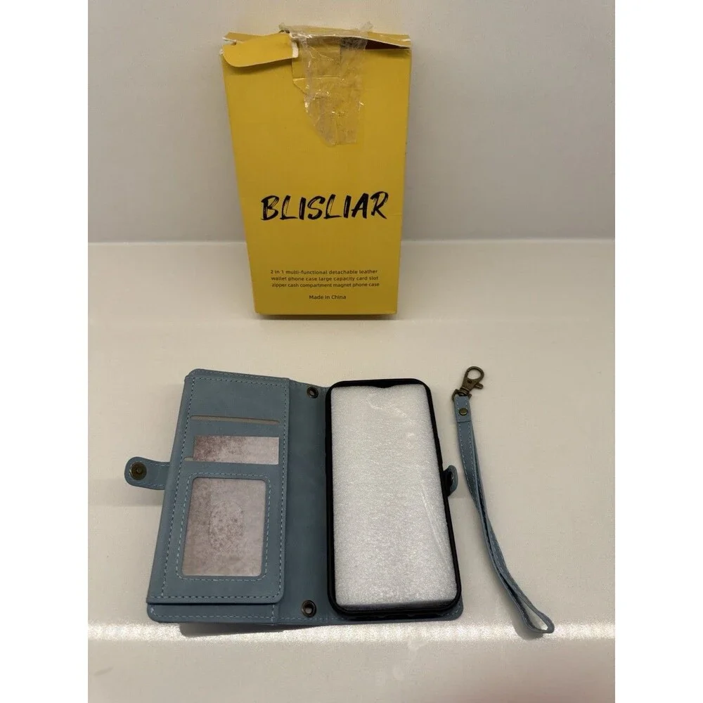Wallet Case for iPhone 6.1'' Card Holder Crossbody Wallet Strap blue